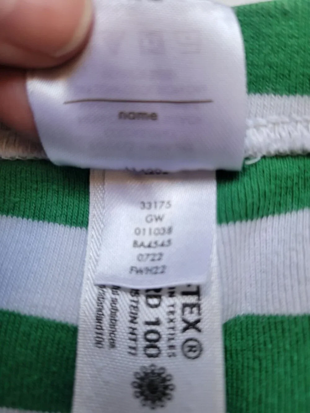Hanna Andersson pajama pants distinctive green white striped red ankle cuffs 10